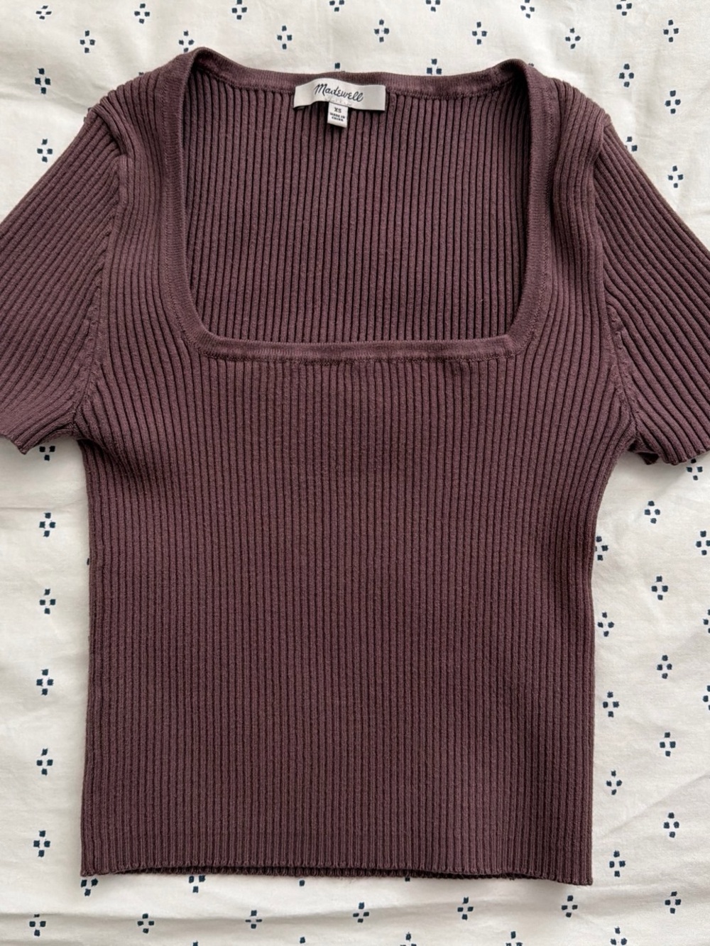 Madewell Ribbed Knit Square Neck Top - Dusty Plum